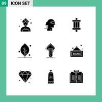 Set of 9 Modern UI Icons Symbols Signs for lab spring auto nature ecology Editable Vector Design Elements