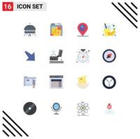 Universal Icon Symbols Group of 16 Modern Flat Colors of down juice location health drink Editable Pack of Creative Vector Design Elements