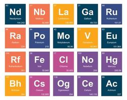 20 Preiodic table of the elements Icon Pack Design vector