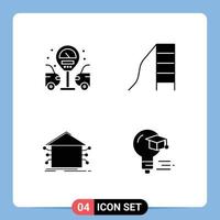 User Interface Pack of 4 Basic Solid Glyphs of city house baby slide network Editable Vector Design Elements