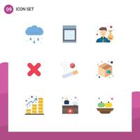 Set of 9 Modern UI Icons Symbols Signs for smoke cross scientist close delete Editable Vector Design Elements