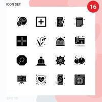 16 Thematic Vector Solid Glyphs and Editable Symbols of screen pad question note finance Editable Vector Design Elements