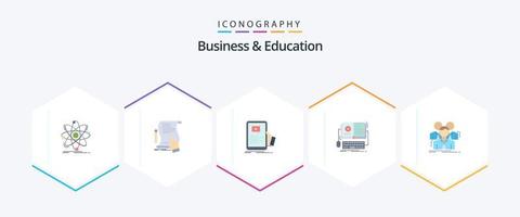 Business And Education 25 Flat icon pack including ebook. tutorial. sign. seminar. online vector