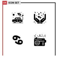 Pictogram Set of Simple Solid Glyphs of car cancer romance hands greece Editable Vector Design Elements