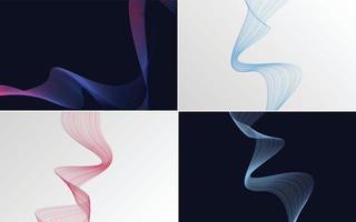 Enhance your presentation with this set of 4 geometric wave backgrounds vector