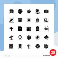 25 iconos creativos signos y símbolos modernos de mesa globo mapa tazón mundo nido elementos de diseño vectorial editables vector