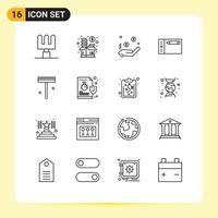 Set of 16 Vector Outlines on Grid for rake garden currency tablet draw Editable Vector Design Elements