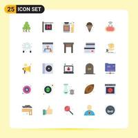 25 User Interface Flat Color Pack of modern Signs and Symbols of signal security jar device ice cream Editable Vector Design Elements