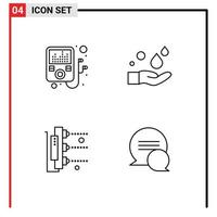 Set of 4 Modern UI Icons Symbols Signs for device scanner hand factory conversation Editable Vector Design Elements