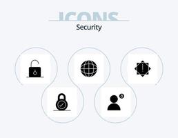 Security Glyph Icon Pack 5 Icon Design. virus. security. lock. internet. unlock vector