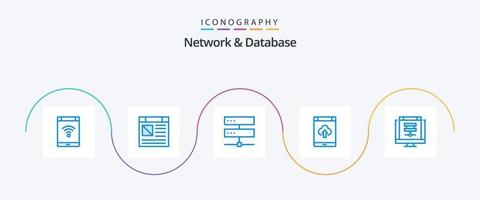 Network And Database Blue 5 Icon Pack Including smartphone. app. website. network. digital vector