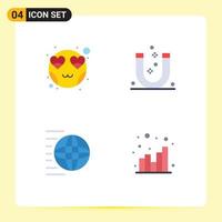 4 User Interface Flat Icon Pack of modern Signs and Symbols of emot delivery smiley magnet shipping services Editable Vector Design Elements