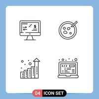 Stock Vector Icon Pack of 4 Line Signs and Symbols for tax regulation growth computer analysis coding Editable Vector Design Elements