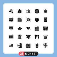 Solid Glyph Pack of 25 Universal Symbols of space astronaut bank school emot Editable Vector Design Elements