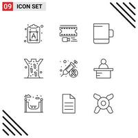 Modern Set of 9 Outlines and symbols such as injection day cup cancer leech Editable Vector Design Elements