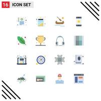 16 User Interface Flat Color Pack of modern Signs and Symbols of feather smartphone savings device achievements Editable Pack of Creative Vector Design Elements