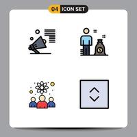 Universal Icon Symbols Group of 4 Modern Filledline Flat Colors of advertising physicists speaker investment scientists Editable Vector Design Elements