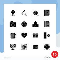 16 Thematic Vector Solid Glyphs and Editable Symbols of folder page sportsman document arrows Editable Vector Design Elements
