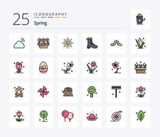 paquete de iconos rellenos de 25 líneas de primavera que incluye animales. zapato. primavera. corriendo. primavera vector