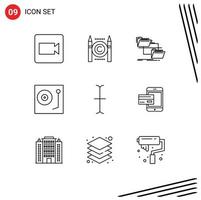 9 Thematic Vector Outlines and Editable Symbols of cursor turntable file music devices Editable Vector Design Elements