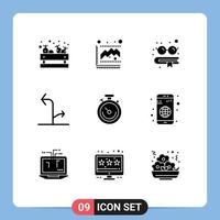 9 iconos creativos signos y símbolos modernos de cronómetro reloj libro tráfico direccional elementos de diseño vectorial editables vector