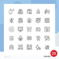 Set of 25 Modern UI Icons Symbols Signs for blaster space table helmet gift box Editable Vector Design Elements