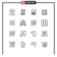 Pack of 16 Modern Outlines Signs and Symbols for Web Print Media such as keyboard arrow saint settings browser Editable Vector Design Elements