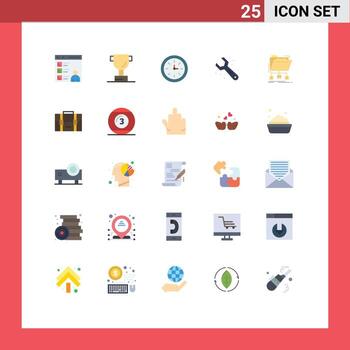 paquete de líneas vectoriales editables de 25 colores planos simples de archivos dispositivos de copia de seguridad llave de plomería elementos de diseño vectorial editables vector