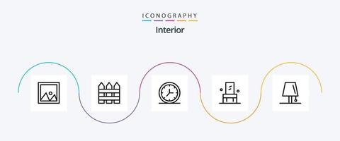 paquete de iconos de línea interior 5 que incluye diseño. interior. interior. mueble. pared vector