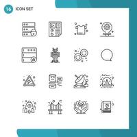 16 User Interface Outline Pack of modern Signs and Symbols of lock gear seo setting bulb Editable Vector Design Elements