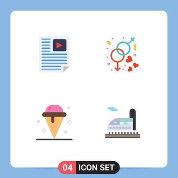 4 concepto de icono plano para sitios web móviles y aplicaciones informes de crema de datos elementos de diseño vectorial editables de hielo de género vector