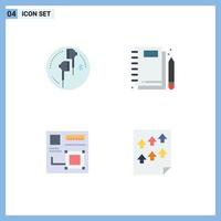 User Interface Pack of 4 Basic Flat Icons of headphone writing bluetooth notebook browser Editable Vector Design Elements