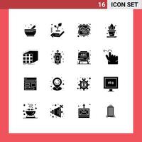 Universal Icon Symbols Group of 16 Modern Solid Glyphs of matrix cube seo aggregation shelf Editable Vector Design Elements