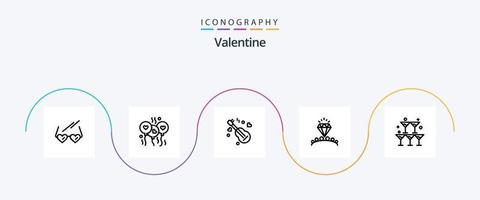 paquete de iconos de la línea 5 de san valentín que incluye la canción. amar. bloone día. enamorado vector