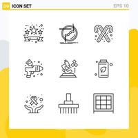 User Interface Pack of 9 Basic Outlines of microscope paint wire color sweets Editable Vector Design Elements