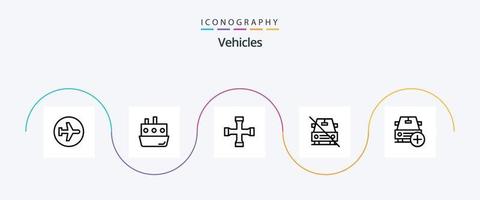 Vehicles Line 5 Icon Pack Including off. disabled. traffic. car. garage vector