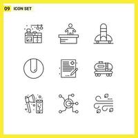 Mobile Interface Outline Set of 9 Pictograms of history file science doctor match Editable Vector Design Elements