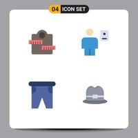 Set of 4 Modern UI Icons Symbols Signs for weight beach sport description pants Editable Vector Design Elements