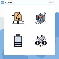 Set of 4 Modern UI Icons Symbols Signs for ice battery food graphic power Editable Vector Design Elements