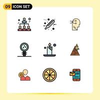 Universal Icon Symbols Group of 9 Modern Filledline Flat Colors of candle laboratory mental chang knowledge biology Editable Vector Design Elements