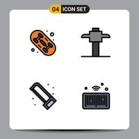 Universal Icon Symbols Group of 4 Modern Filledline Flat Colors of skate barcode miner plumber iot Editable Vector Design Elements