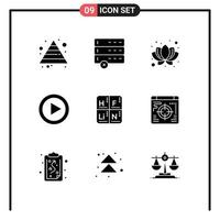 Set of 9 Modern UI Icons Symbols Signs for business medical plant elements periodic Editable Vector Design Elements