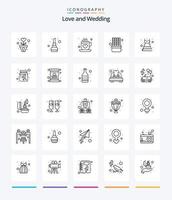 Creative Wedding 25 OutLine icon pack  Such As dress. sweet. coffee. snack. chocolate vector