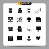 Group of 16 Solid Glyphs Signs and Symbols for keayboard computer mail scale arrow Editable Vector Design Elements