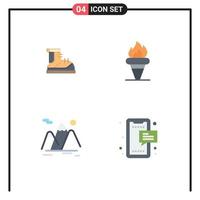 User Interface Pack of 4 Basic Flat Icons of boots olympic track games mountain Editable Vector Design Elements