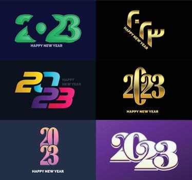 Big Set of 2023 Happy New Year logo text design 2023 number design template vector