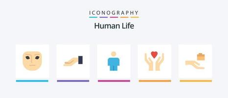 paquete de iconos de 5 planos humanos que incluye. cuidado. mano. diseño de iconos creativos vector
