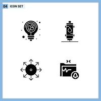 Pictogram Set of 4 Simple Solid Glyphs of bulb gas idea water ads Editable Vector Design Elements