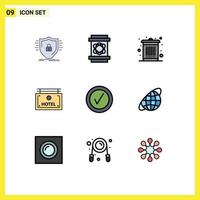 User Interface Pack of 9 Basic Filledline Flat Colors of checked board space sign waste Editable Vector Design Elements