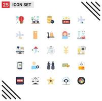 Mobile Interface Flat Color Set of 25 Pictograms of flight play security game high score Editable Vector Design Elements